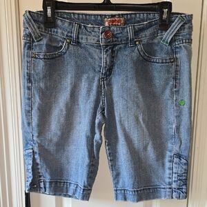 Vintage Blue Jean Shorts with Decorative Detail